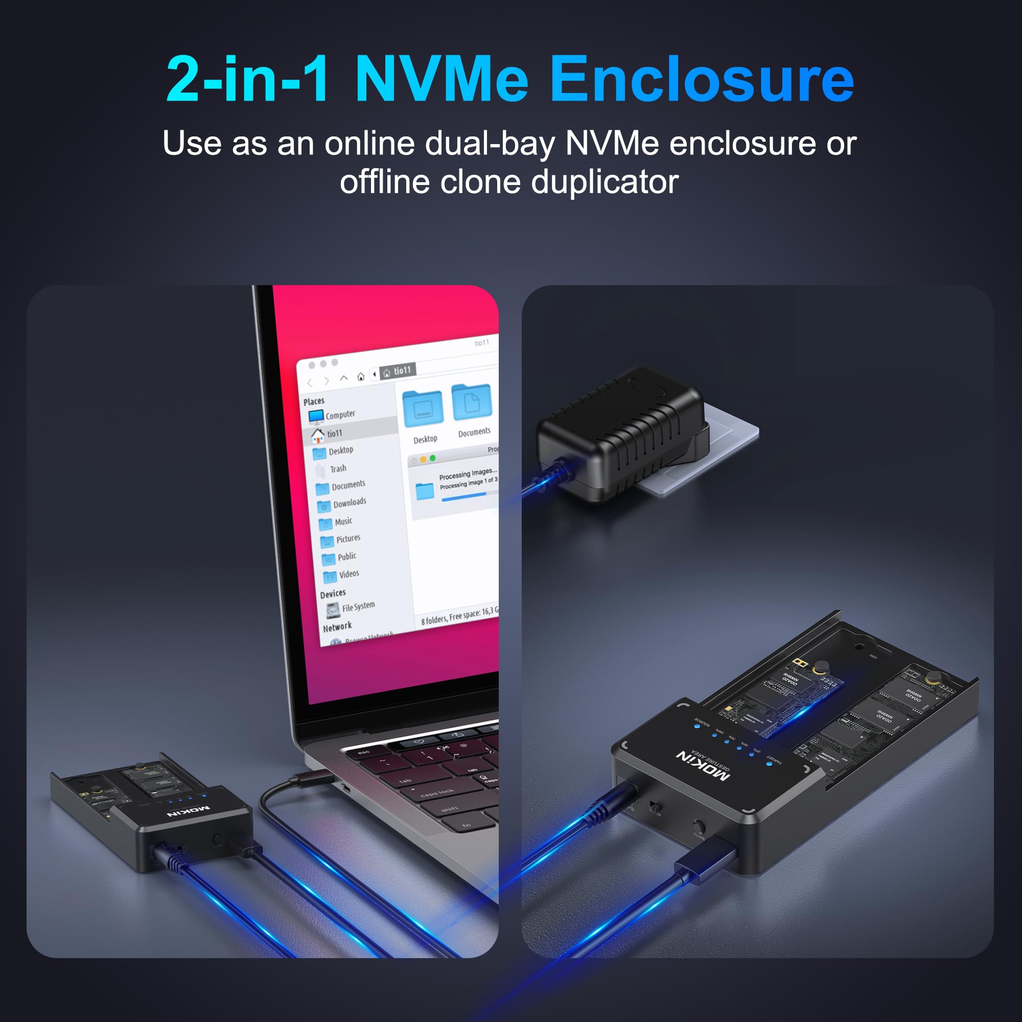 Inateck Boîtier SSD M.2 NVMe, Transmission de 10Gbps, M.2 SATA et NVMe