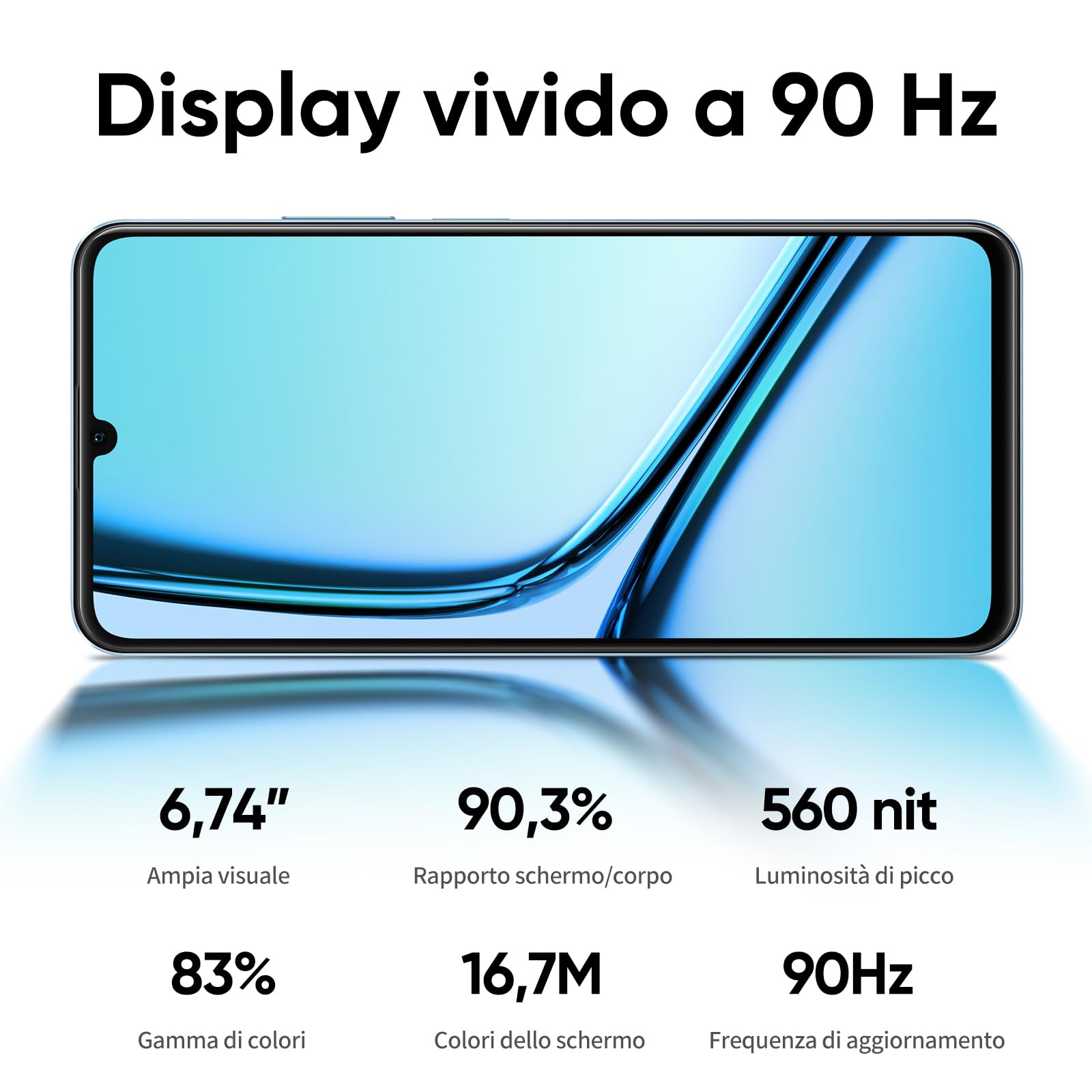 realme Note 50 Smartphone Android, 4G Cellulare Dual SIM, Display LCD da 6.74", 3GB RAM 64GB ROM, Batteria da 5000 mAh, 13MP, Blu, solo per Operatori GSM, NON compatibile con CDMA, senza Adattatore