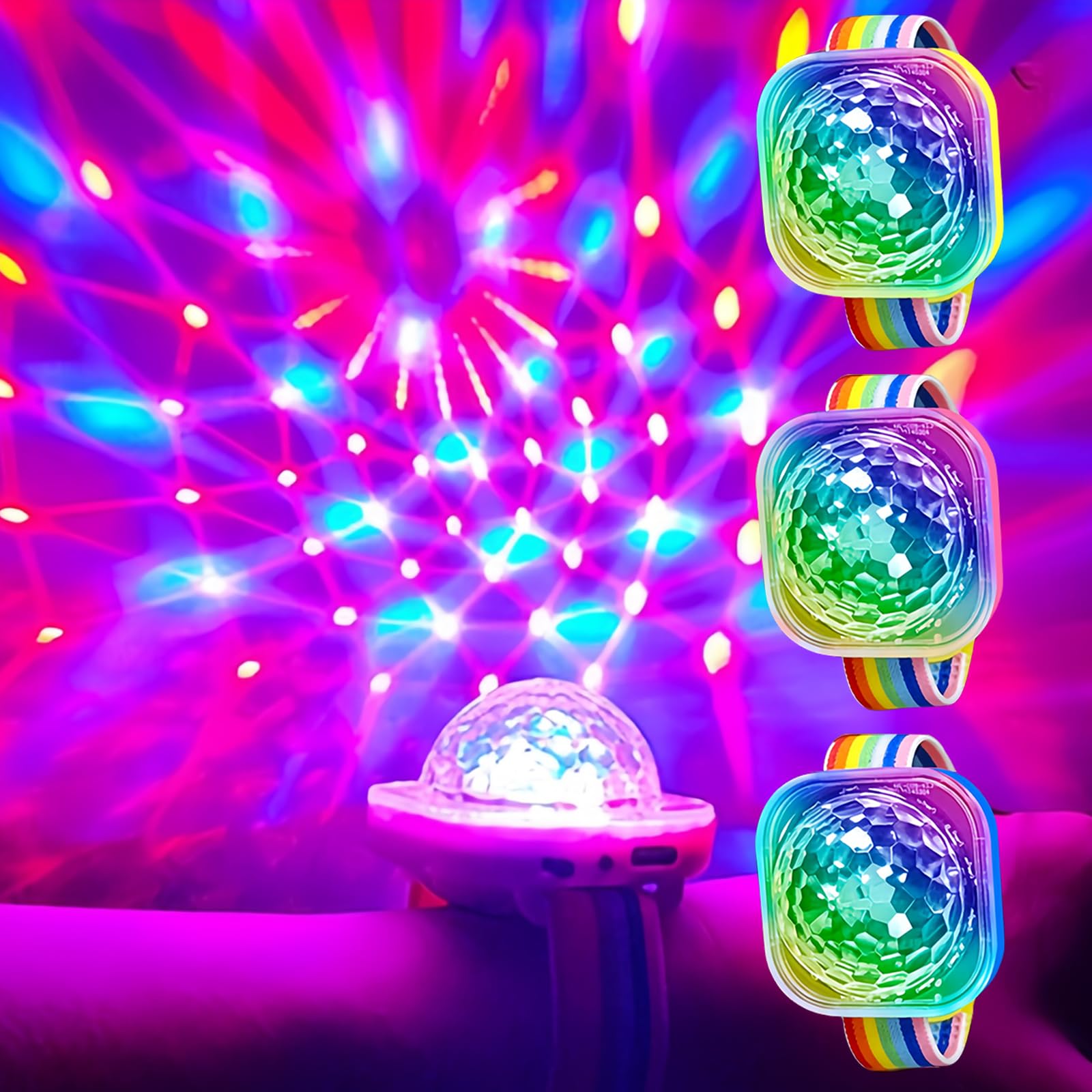 Lot de 8 boules à facettes - Lumière disco LED contrôlée par la musique Lot de 8 boules à facettes - Lumière disco LED contrôlée par la musique