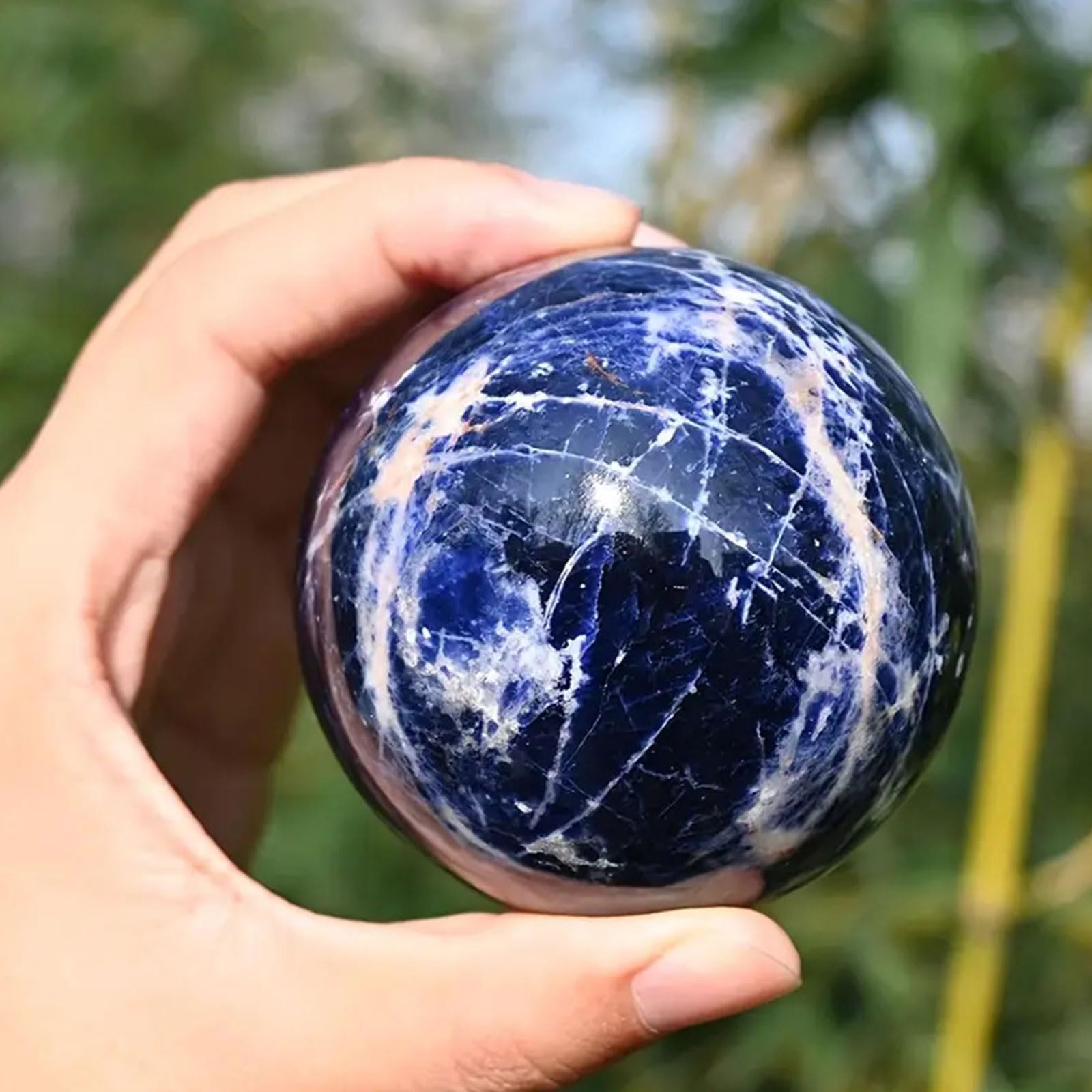Sfera curativa con Sfera Decorativa in Sodalite Blu per l'home Office | Sfere decorative in cristallo naturale per Reiki, meditazione, Feng Shui e riequilibrio di chakra e aura