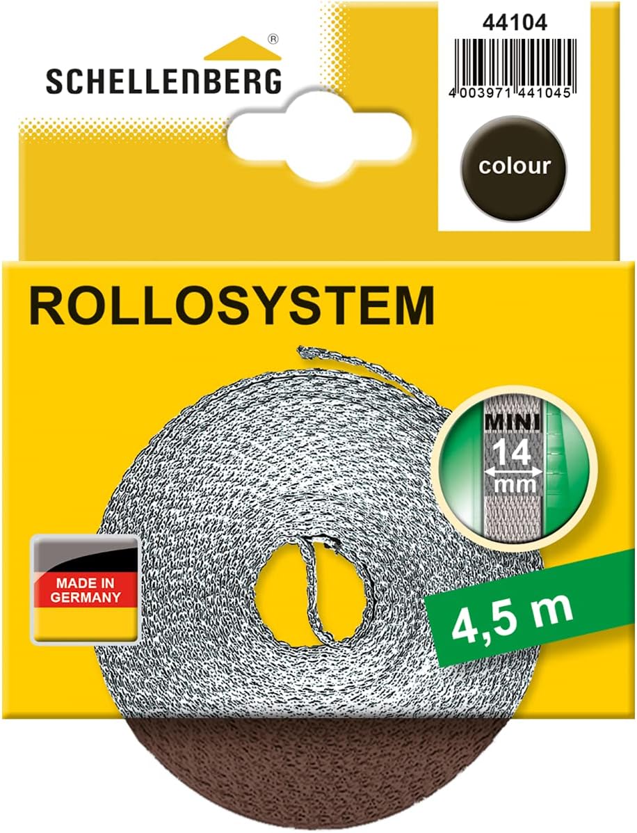 Schellenberg 44104 Retractable Belt Width: 14 mm Mini System, Brown, 4.5 m, 4,5 m