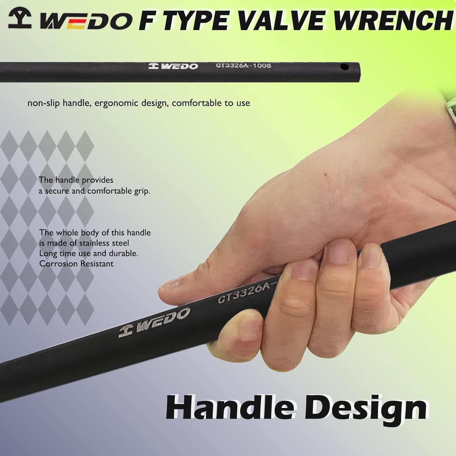 WEDO Jumbo Valve Handle Wrench F Type, One-time Die Forged, Strong Torque, High Strength, Wear Resistance, Black-Spray on Surface, 40 Chrome Steel,Size 70 * 600mm Metric