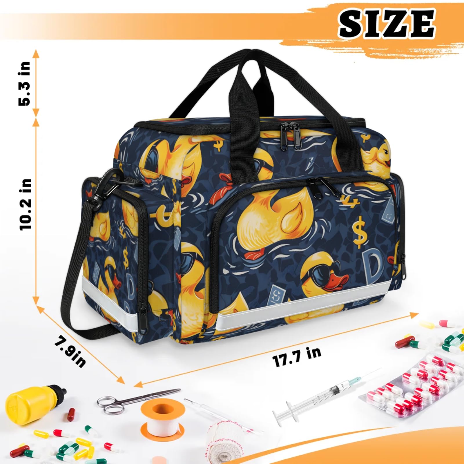 GzLeyigou First Aid Bags Empty, Floating Duck Emergency Bag First Aid Kit Multiple Compartment Kit Carrier On Call Trauma Bag For Paramedics Emergency Medical Supplies Kit