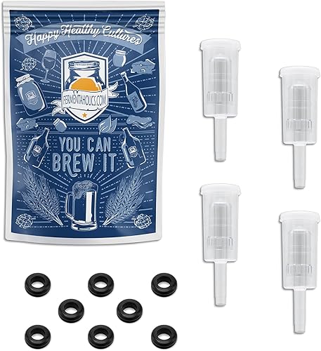 Juego de 3 esclusas con ojales – 4 esclusas y 8 ojales – Esencial para la fermentación casera – Esclusa de aire para vino casero, cerveza, sidra,