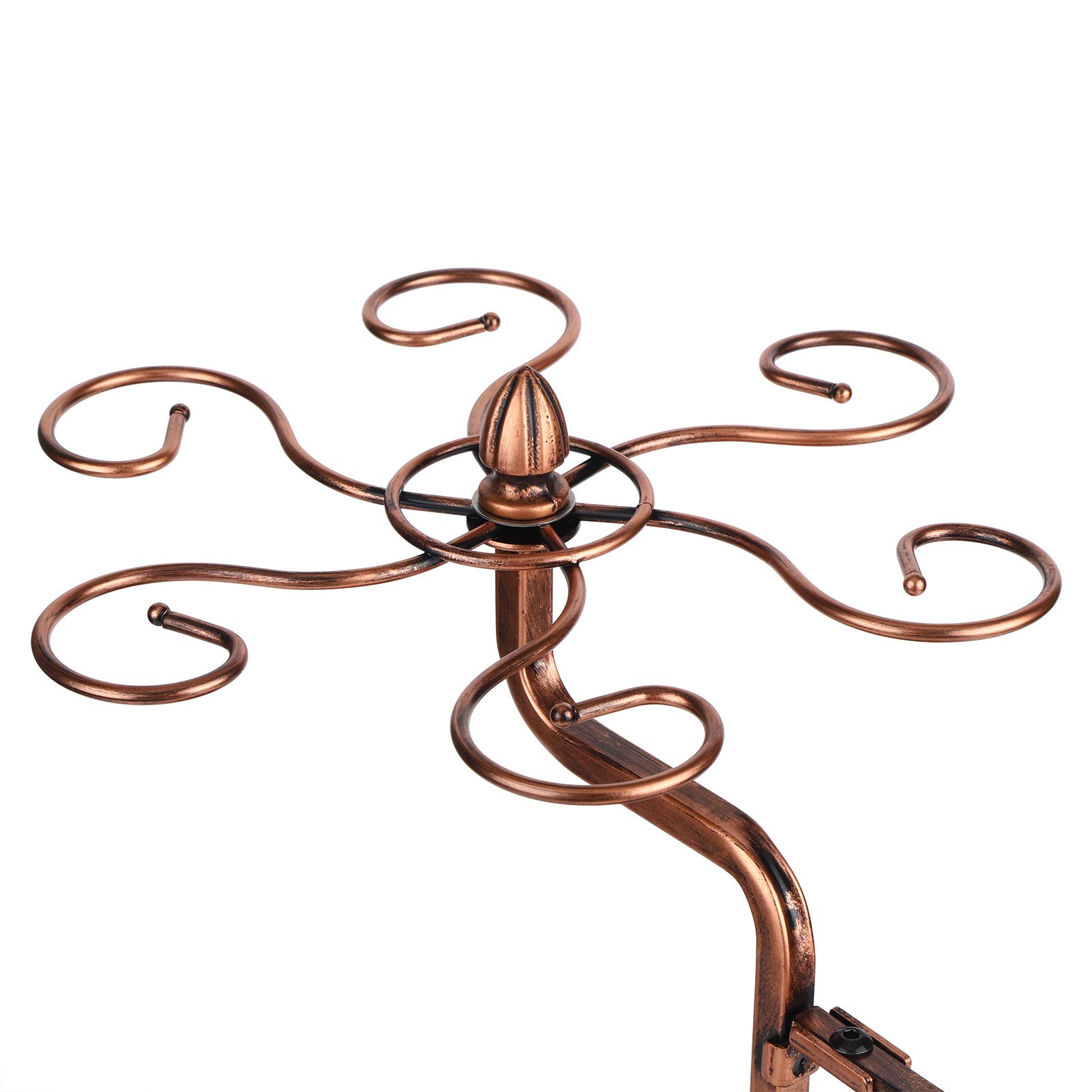 Ausla Soporte para copas de vino con soporte para botellas, soporte de mesa para 6 copas y 1 botella, soporte de exhibición de copas de vino de metal para cocina, salón y bar (bronce)