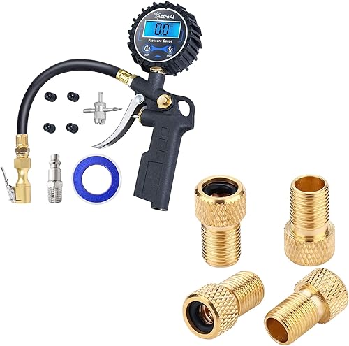 AstroAI Medidor de presión de neumáticos digital con adaptador de válvula Presta (4PCS)