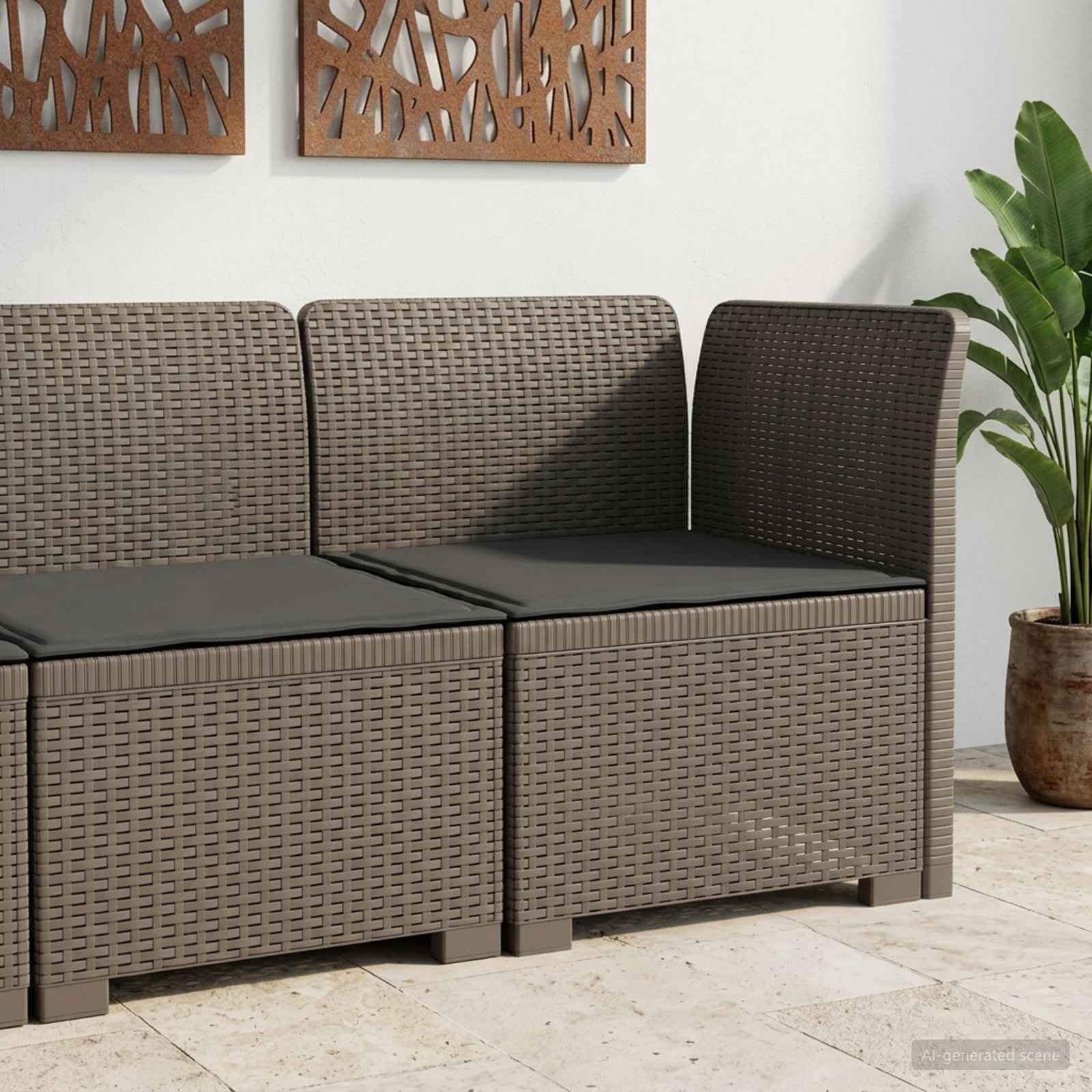 Divano da Giardino a 1 Posto con Cuscino in Polipropilene Aspetto Rattan, Seduta 55x55 cm, Resistente Intemperie e Raggi UV, Design Modulare per Terrazzo Balcone Veranda Relax