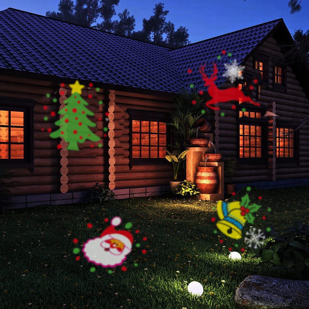 Natale Proiettore Luci Babbo Natale Effetto Rotante Impermeabile LED Lampada per Esterno Natale Festa Giardino Interno Casa