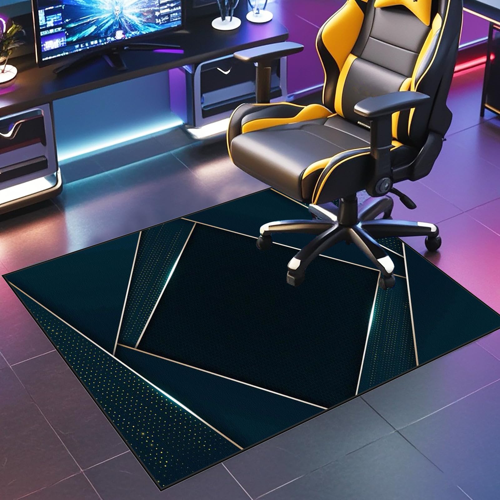 JaevKwzy Office Gaming Chair Mat for Carpet Computer Chair Mat for Hardwood Floor Carpet Protector Mat Hard-Floor Chair Mats Non Slip Gaming Rug Desk Chair Mat 100 x 120 cm