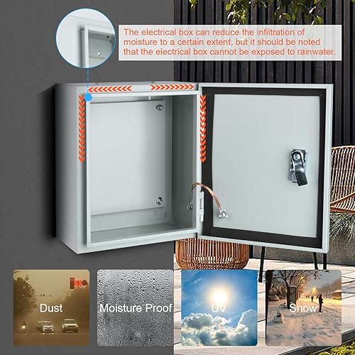 Miniatura 9 de Caja de conexiones eléctricas de acero, Caja de caja eléctrica para interiores y exteriores, Caja de metal resistente al agua y al polvo, Montada en