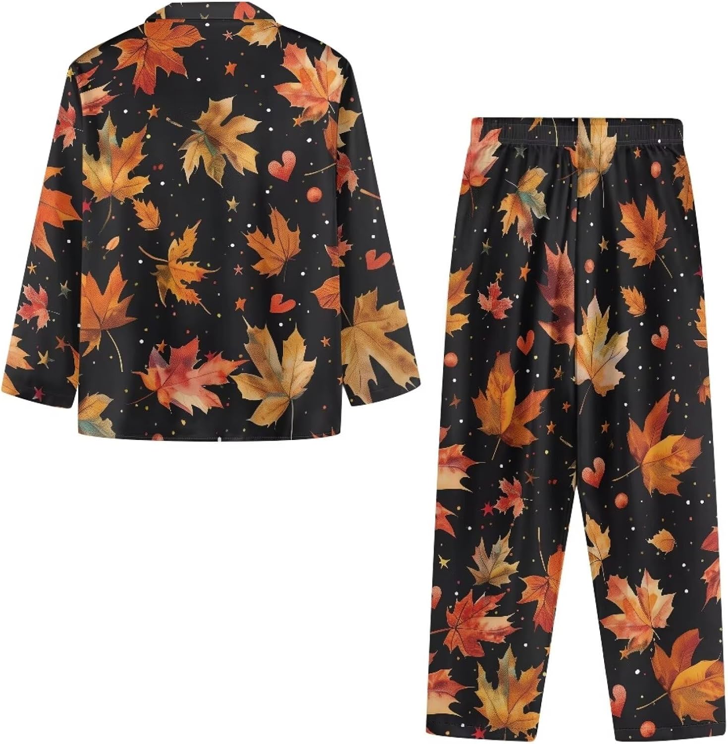 2 Piece Women Pajamas Set Comfortable Plus Size Fall Long Sleeve Button Up Top with Elastic Waist Pant