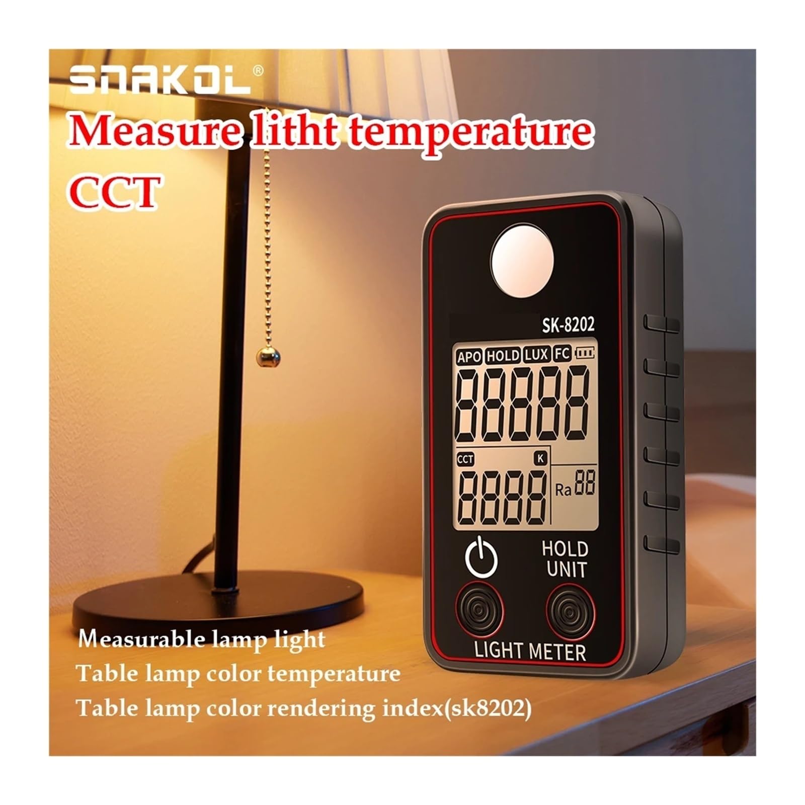 Luxómetro Digital Luxómetro FC Luxómetro Medidor de iluminancia Probador 0,5-300.000 Lux Iluminómetro Fotómetro Luxómetro(SK-8203(UV))