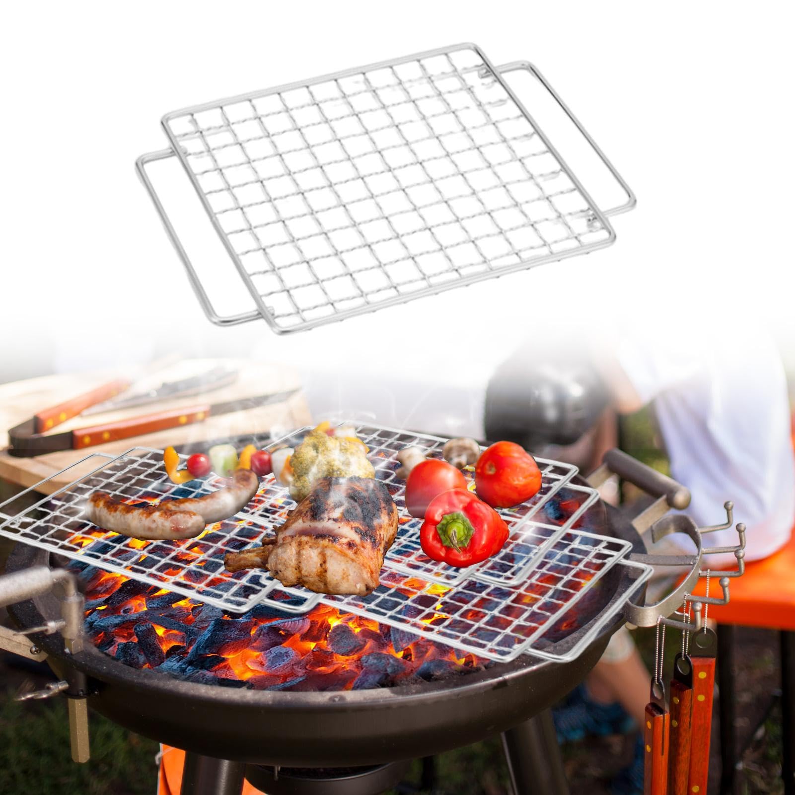 Amazon.co.jp: 屋外グリルラック、バーベキューグリル焼き網