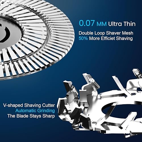 Miniatura 3 de Phisco - Maquinilla de afeitar eléctrica para hombres  Afeitadora giratoria 3D recargable con cable e inalámbrica para hombres con recortadora de