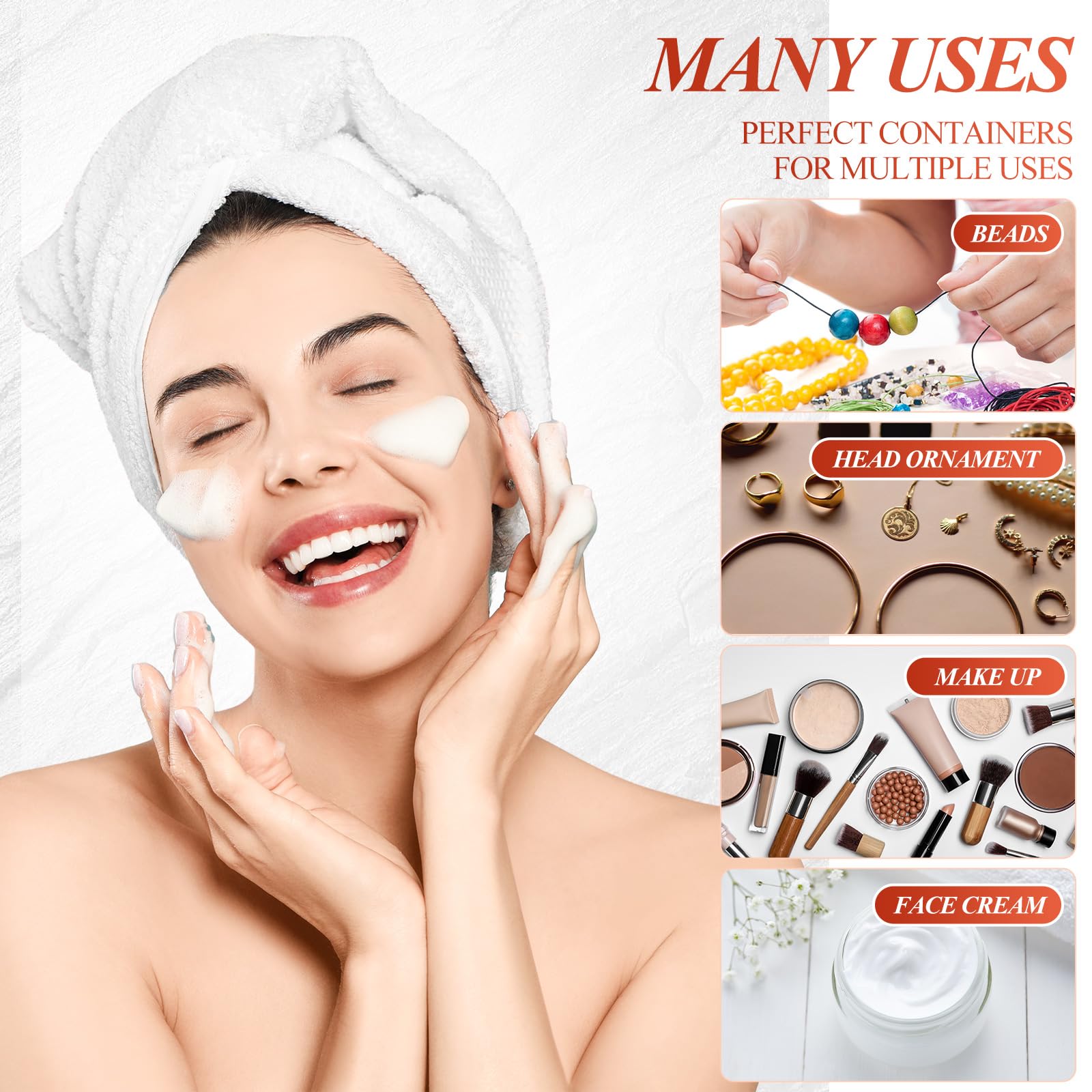 Patelai 60 contenitori in plastica con coperchio, rotondi, trasparenti, da viaggio, per cosmetici, lozioni, creme, unguenti, trucco, strass, campioni, per la cucina (ambra, 170 g)