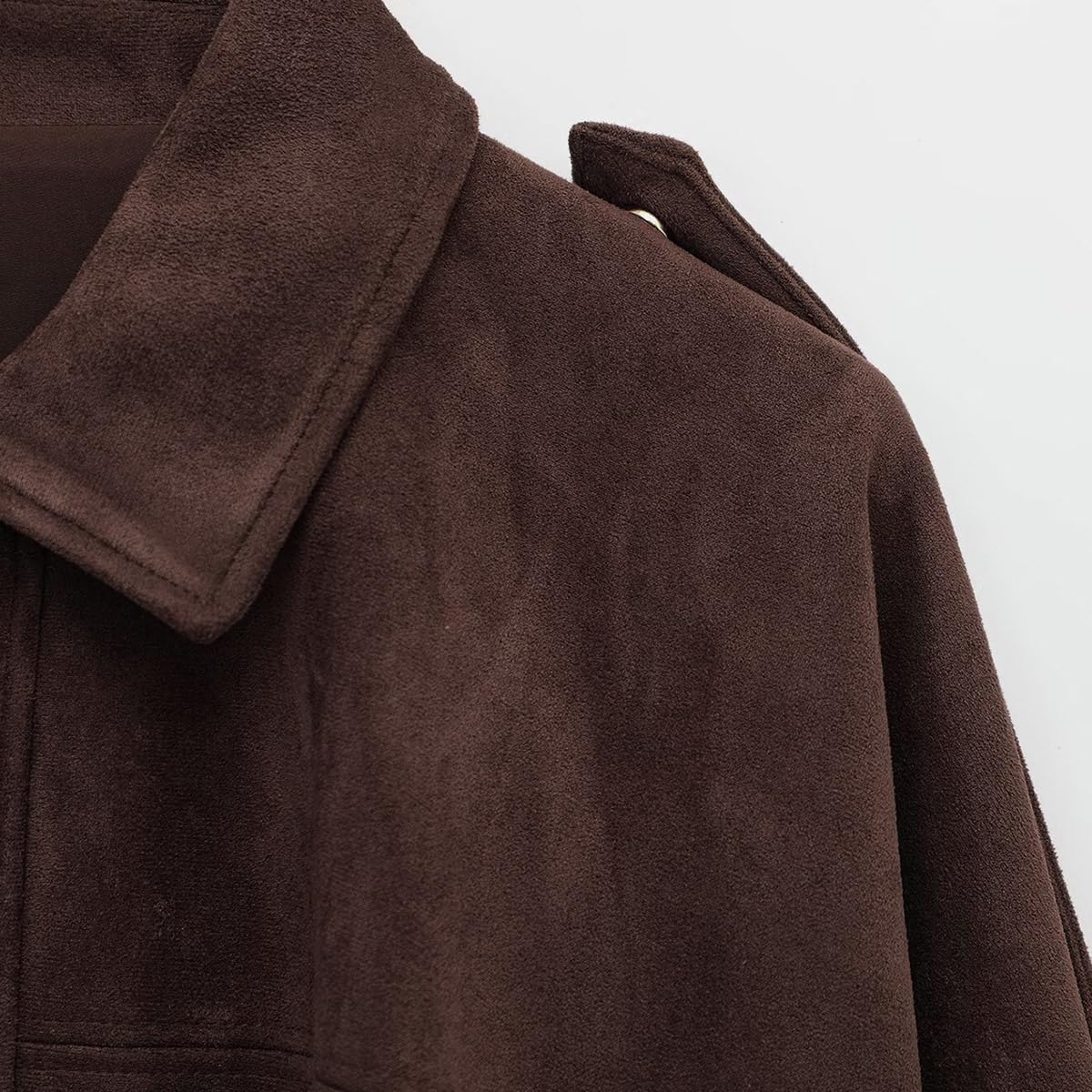 Odizli Wildlederjacke Damen Frühjahr Herbst Oversized Suede Jacket Kurz Bomberjacke