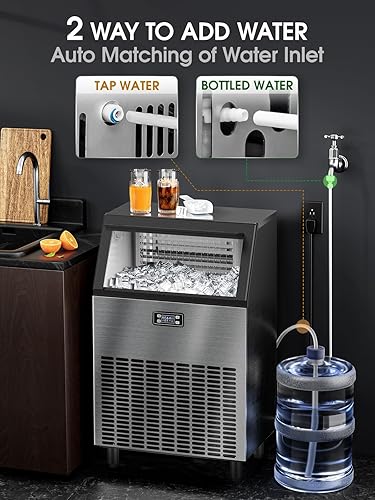 Miniatura 10 de Joy Pebble Máquina de hielo comercial V2.0, 100 libras24 horas, máquina de hielo autolimpiante, máquinas de hielo debajo del mostrador con