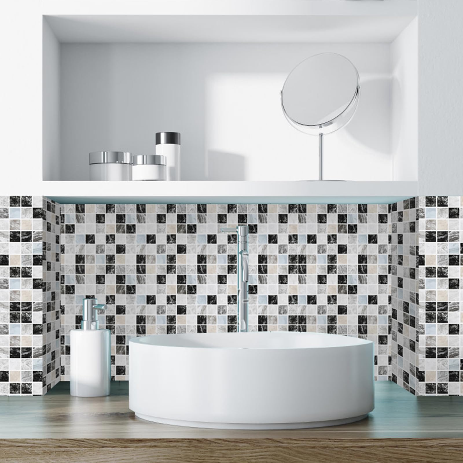 Stickers Carrelage Adhésif Blanc 15x15cm - Lot De 50 - Revêtement Mural Imperméable Pour Cuisine & Salle De Bain