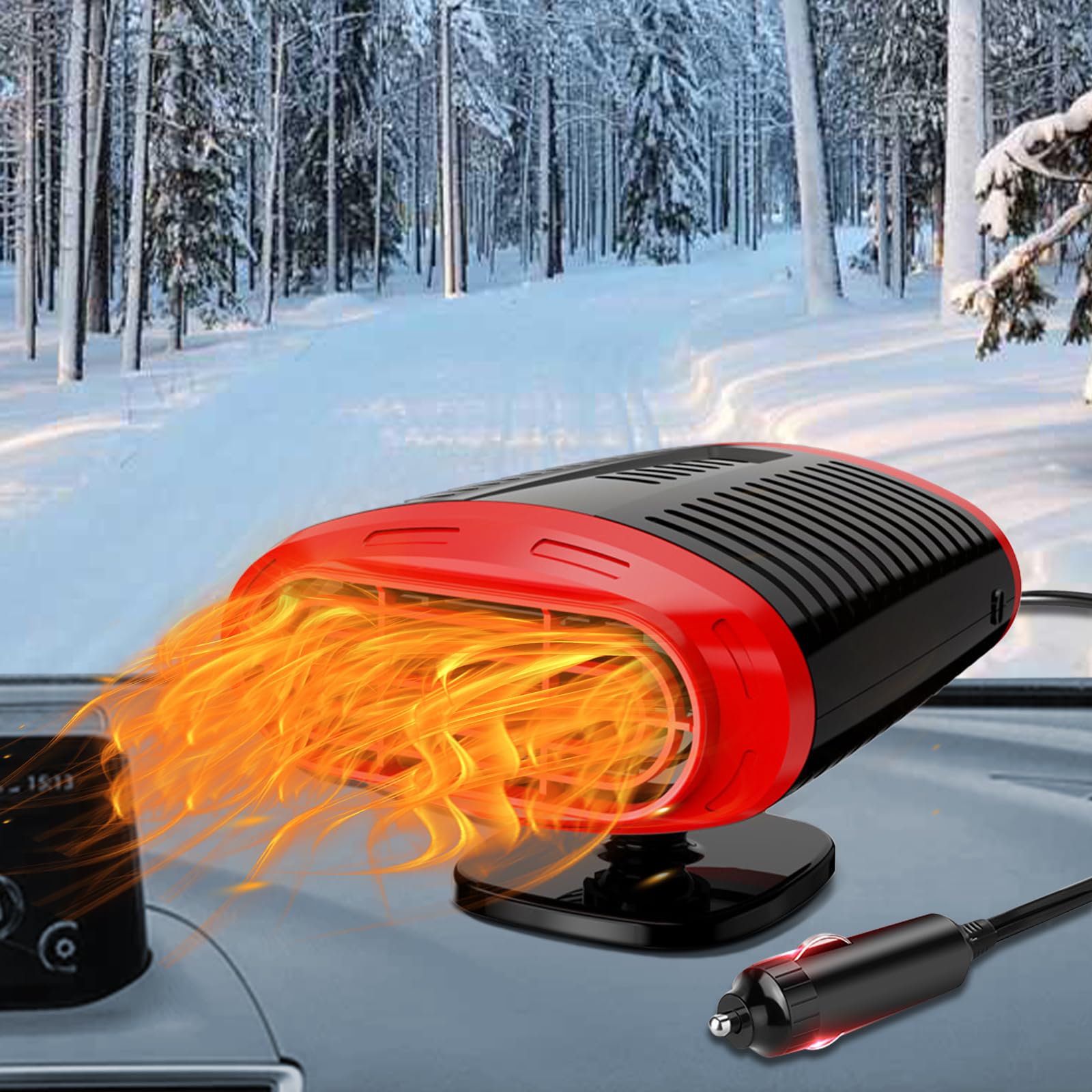 Qidoe 2024 Riscaldatore per Auto da 12 V: Portatile Stufetta Auto 12 Volt Automobile Riscaldante per Parabrezza Ventola di Riscaldamento Rapida con Accendisigari per Camper, Camion, Roulotte,Autobus,