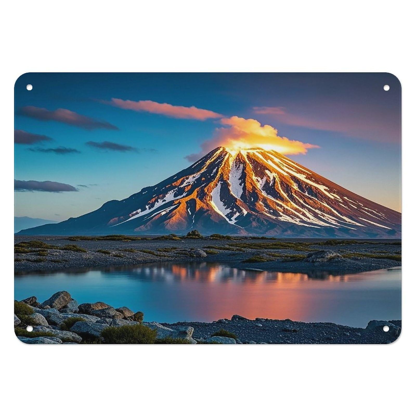 Fekiloot Style Depicts A Volcano Wall Decor Iron Painting Metal Sign