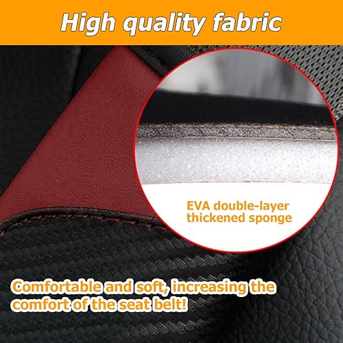 Miniatura 3 de 2 fundas para cinturón de seguridad de automóvil, protección de hombro de fibra de carbono, suave para cinturón de seguridad de automóvil, protege