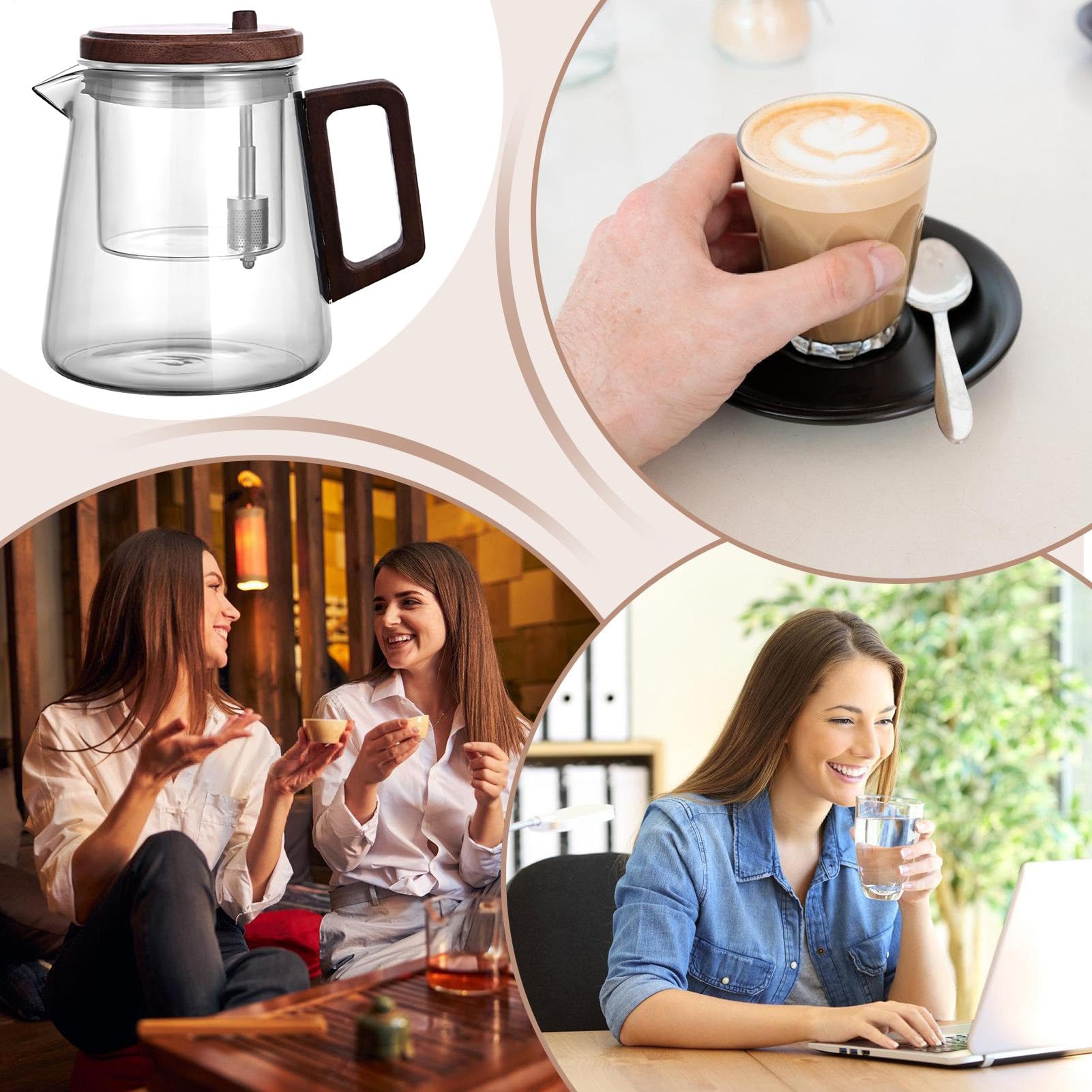 de Filtro de Vidrio con Tanque Interior y Mango de Madera | Diseño Ergonómico Para Hogar Oficina Restaurante Práctica