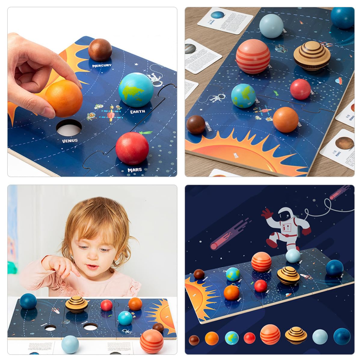 SOIMISS Rompecabezas Planeta Sistema Solar Madera para Niños Educativos Montessori Tamaño Único Cognición Espacial Aprendizaje Juego de 1 Set para Desarrollo Infantil