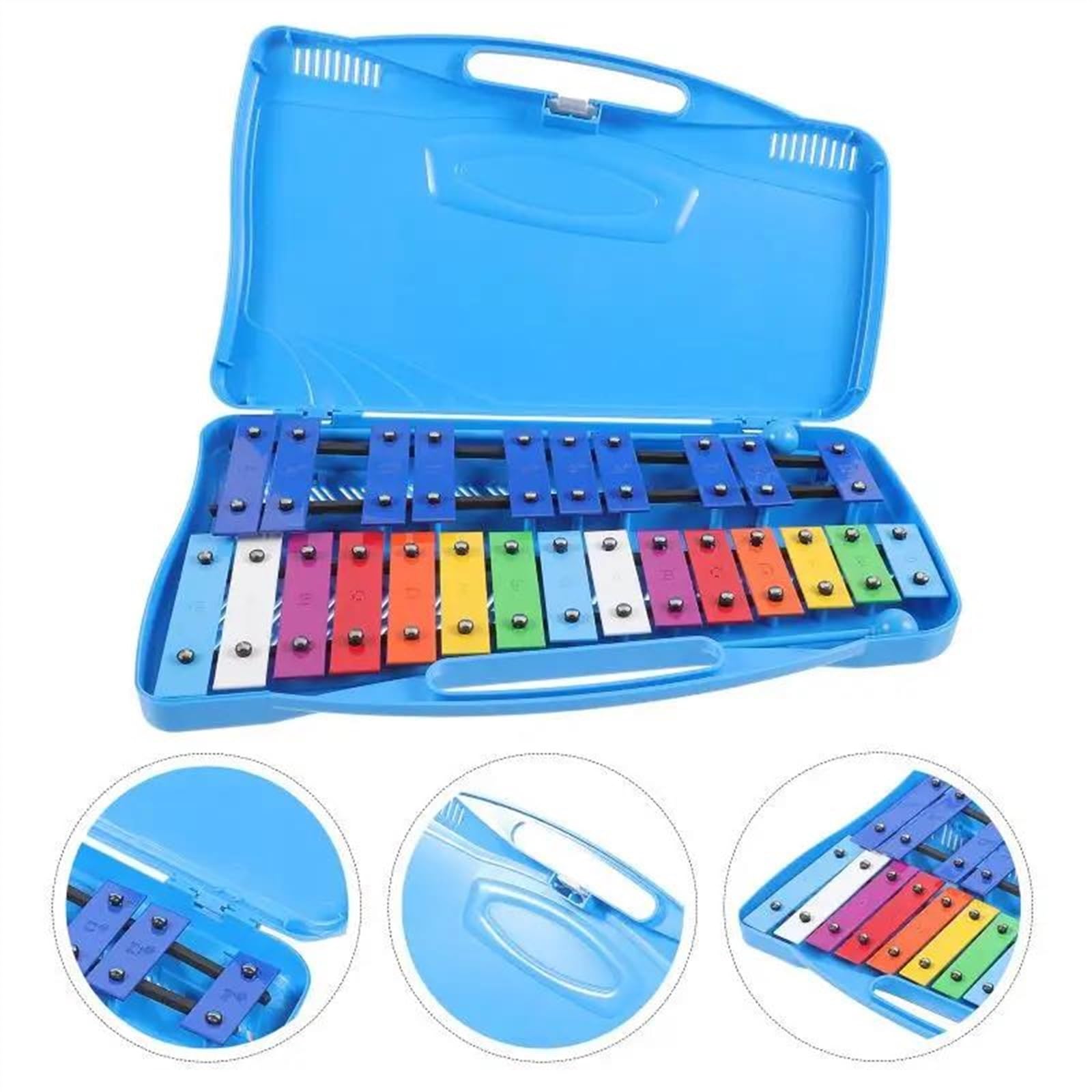 Glockenspiel Glockenspiel de 25 notas con estuche de plástico azul para instrumentos de percusión para principiantes