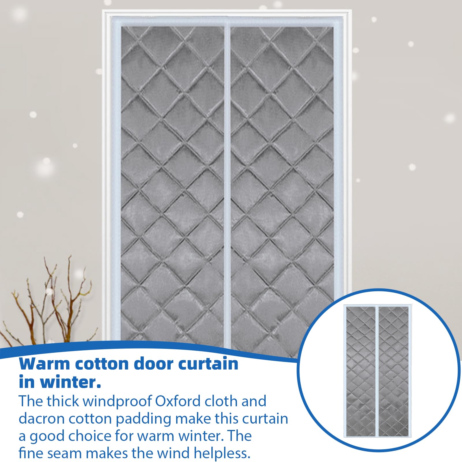 BORDEAG Tenda Della Porta Invernale Calda, Tenda Termica Magnetica, Tenda Magnetica Isolante Termica Per Porte, Tenda Per Porta Inverno Termica (70 X 200 cm)
