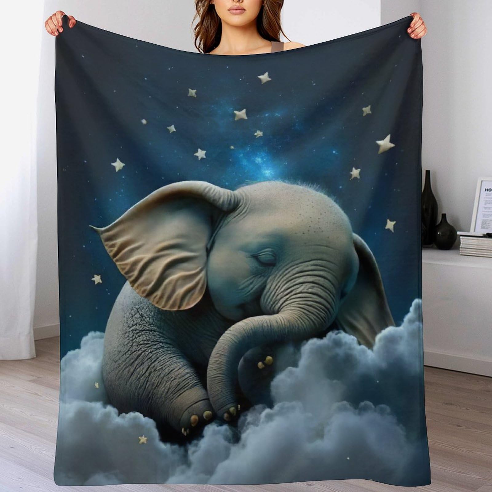 Couverture éléphant douce lavable en machine pour lit froid et canapé