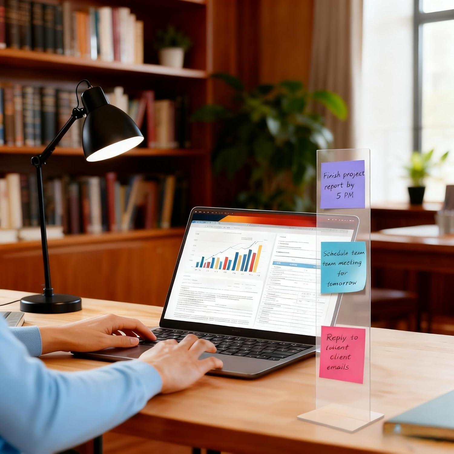 Monitor Memo Board - Removable Sticky Note Holder for Computer Monitors, Transparent Acrylic Office Desk Accessories, No Screen Damage, Fits Laptops & Desktops (Acrylic-1PC) image 5