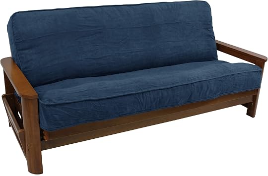 Blazing Needles Solid Microsuede Double Corded 8" to 9" Futon Cover, Full, Indigo