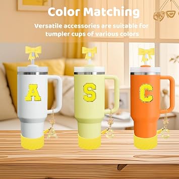 6PCS Yellow Stanley Cup Accessories Set for Stanley Cup 30oz 40oz, Letter N