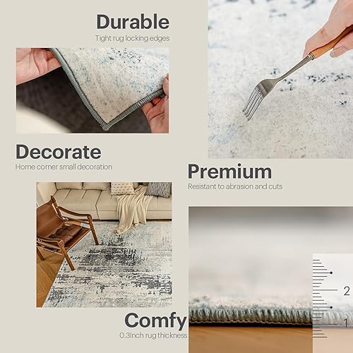 Miniatura 5 de Alfombra de área de 5 x 7 pies para dormitorio, alfombra lavable para sala de estar, cocina, comedor, antideslizante, decoración del hogar, alfombra