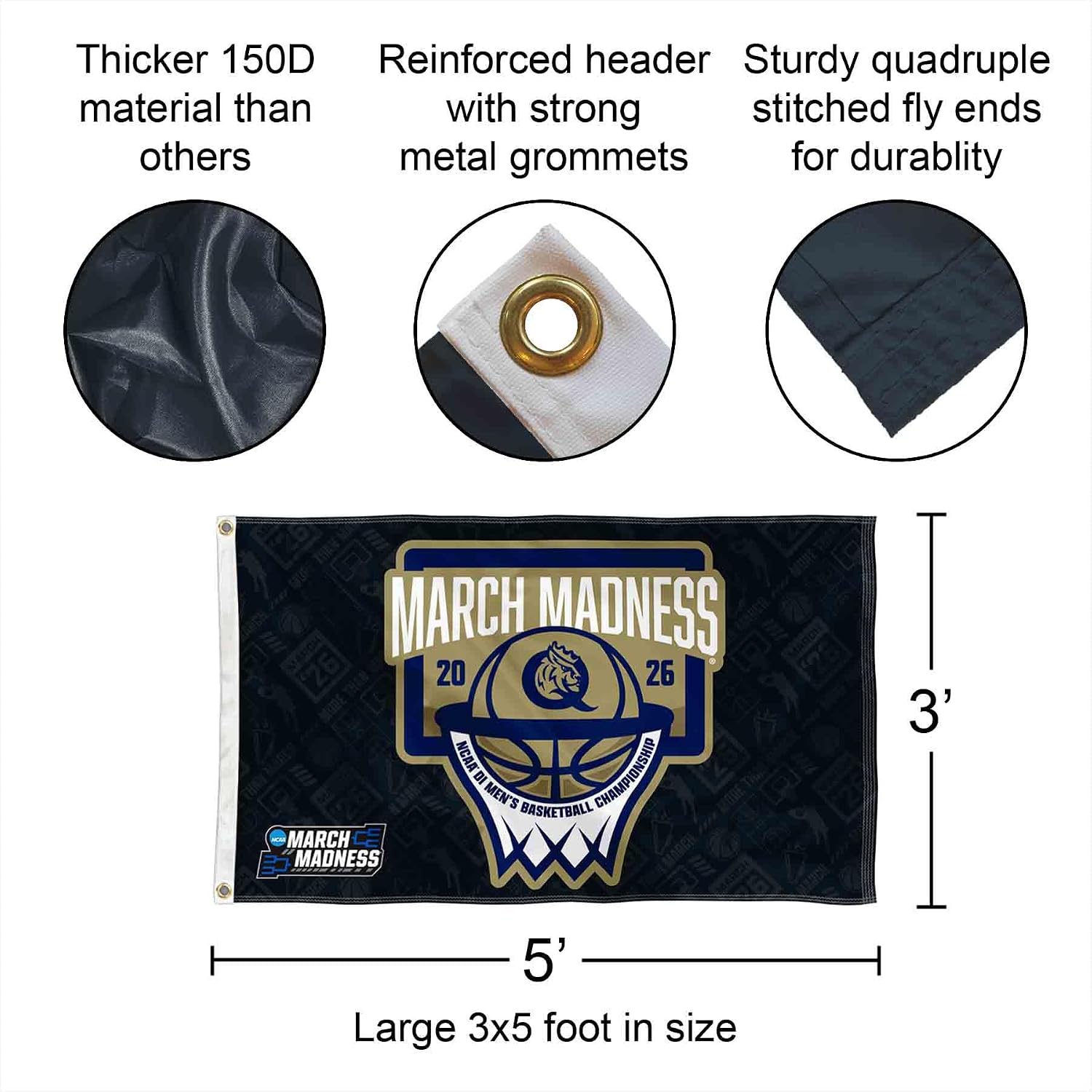 Queens University Royals 2026 March Basketball Madness 3x5 Grommet Flag