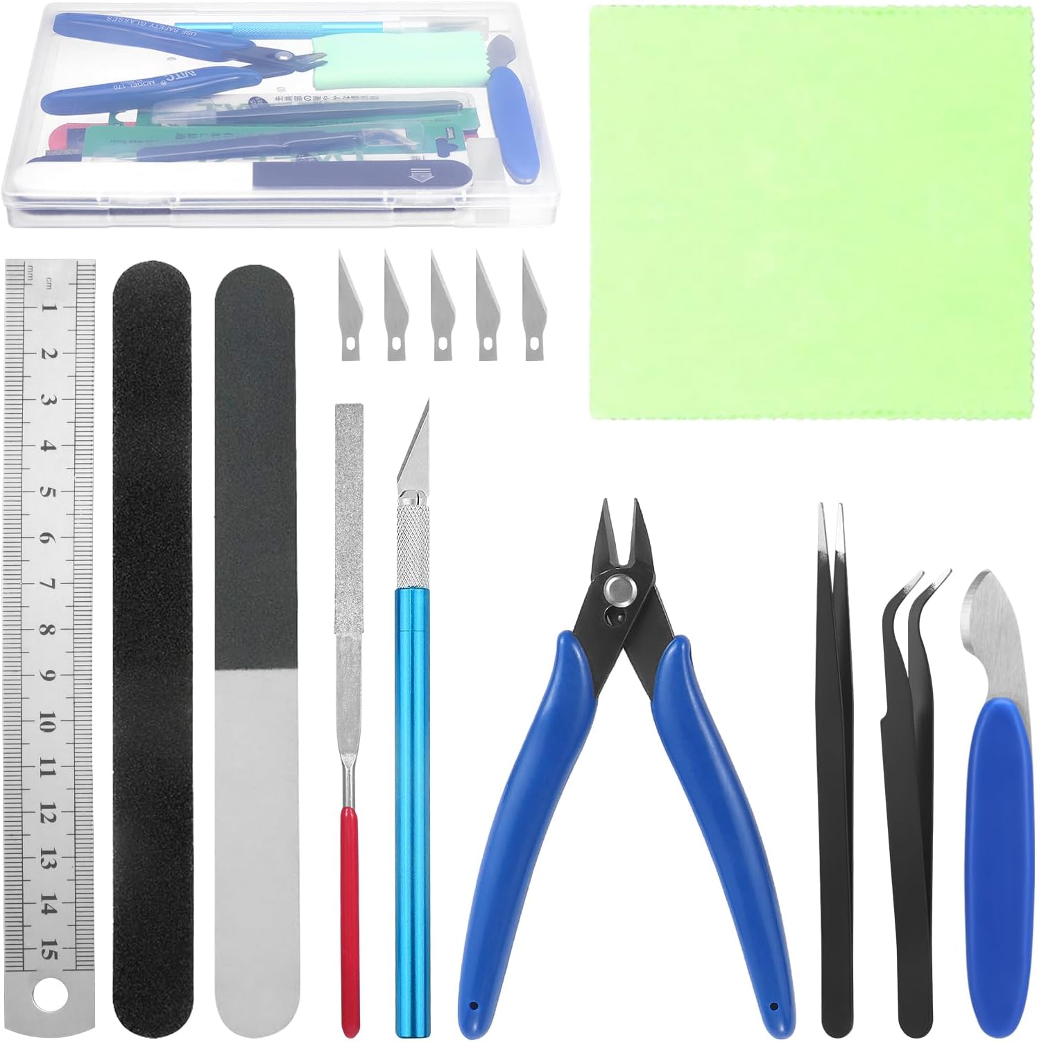 11PCS Model Building Tools Kit, Hobby Building Tools Set Model Making Tools Kit Basic Tools Craft Set for Gundam Car Model Building Repairing and Fixing