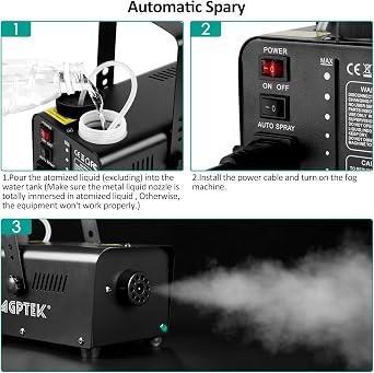 AGPTEK Fog Machine, 500W 2000CFM Smoke Machine, Auto Mode,Wireless Remote