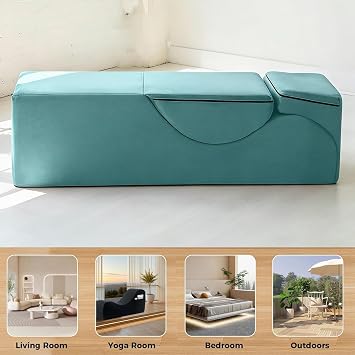 Ergonomically designed yoga sofa chair, removable and washable fabric cover, plush material, and high-resilience foam, ideal for exercise, stretching, relaxation, and meditation Blue