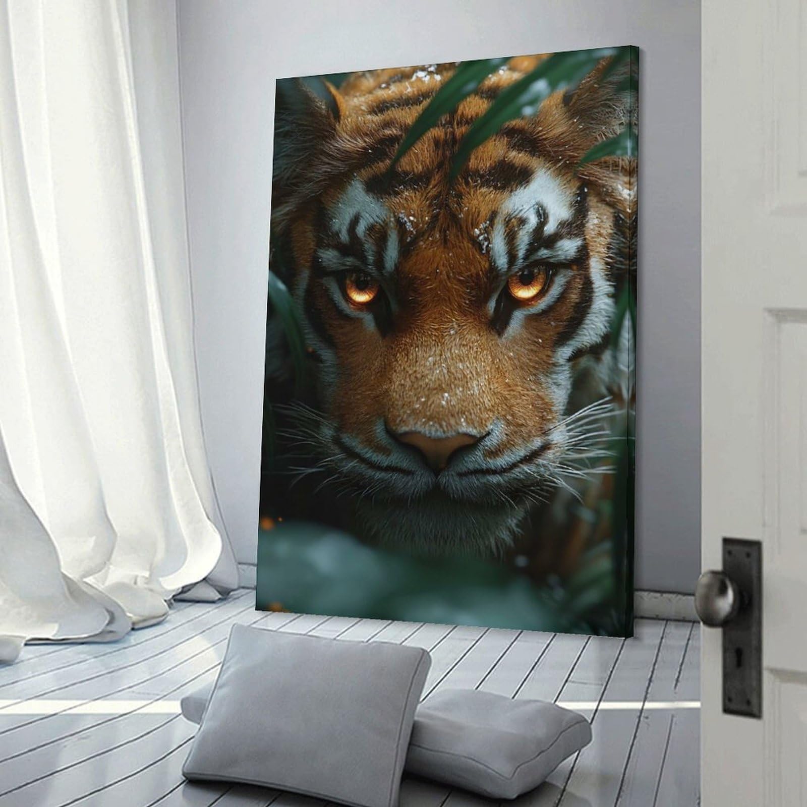 Junmoney Intense Tiger Gaze in Jungle Home Decor Wall Art, 12x18inch(30x45cm), for Apartments, Flats Or New Home Decor, An Easy Choice for New Home Styling