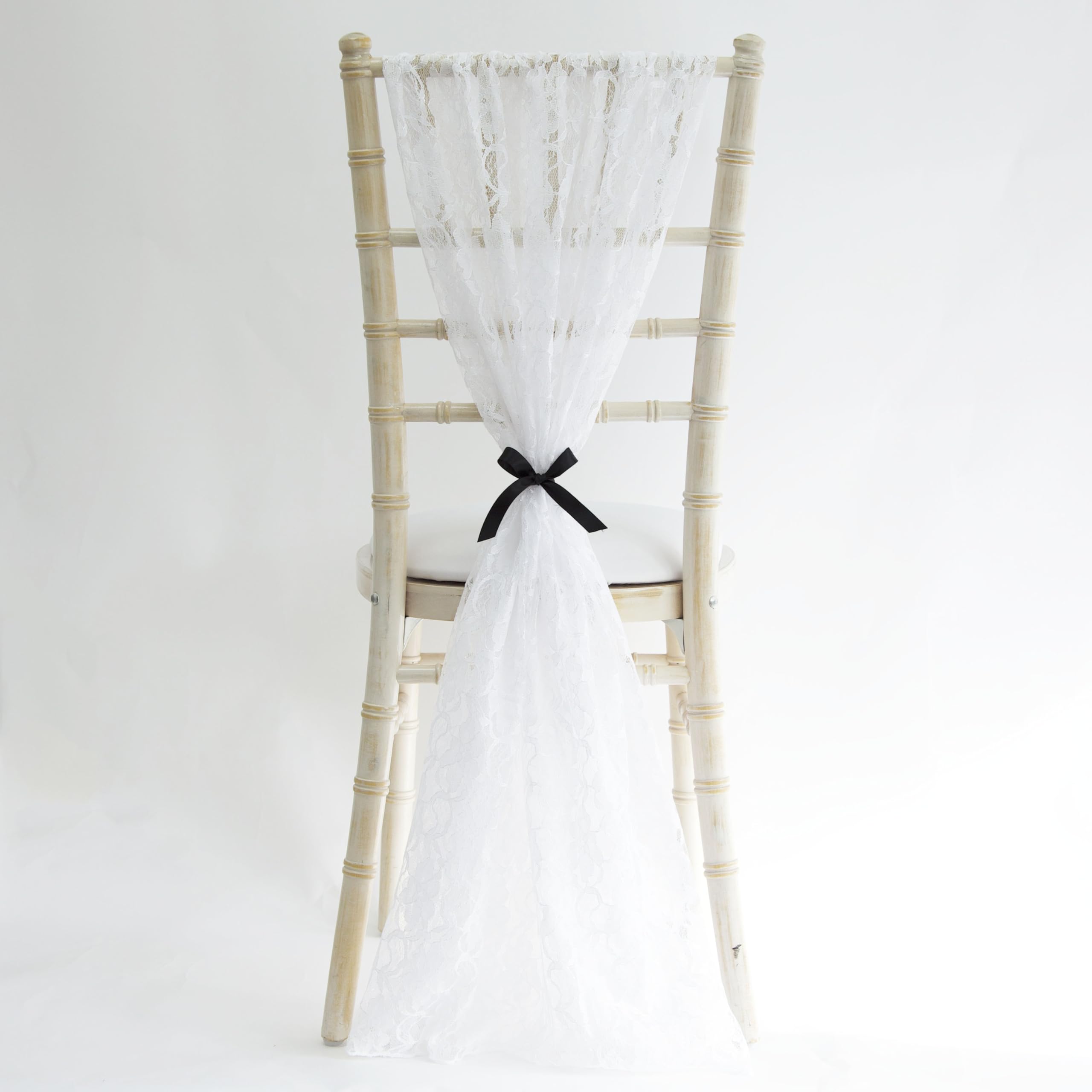 LACE Vertical Drops 70CM x 2M 3 Colours Decor Chair Cover Wedding Decor (White)