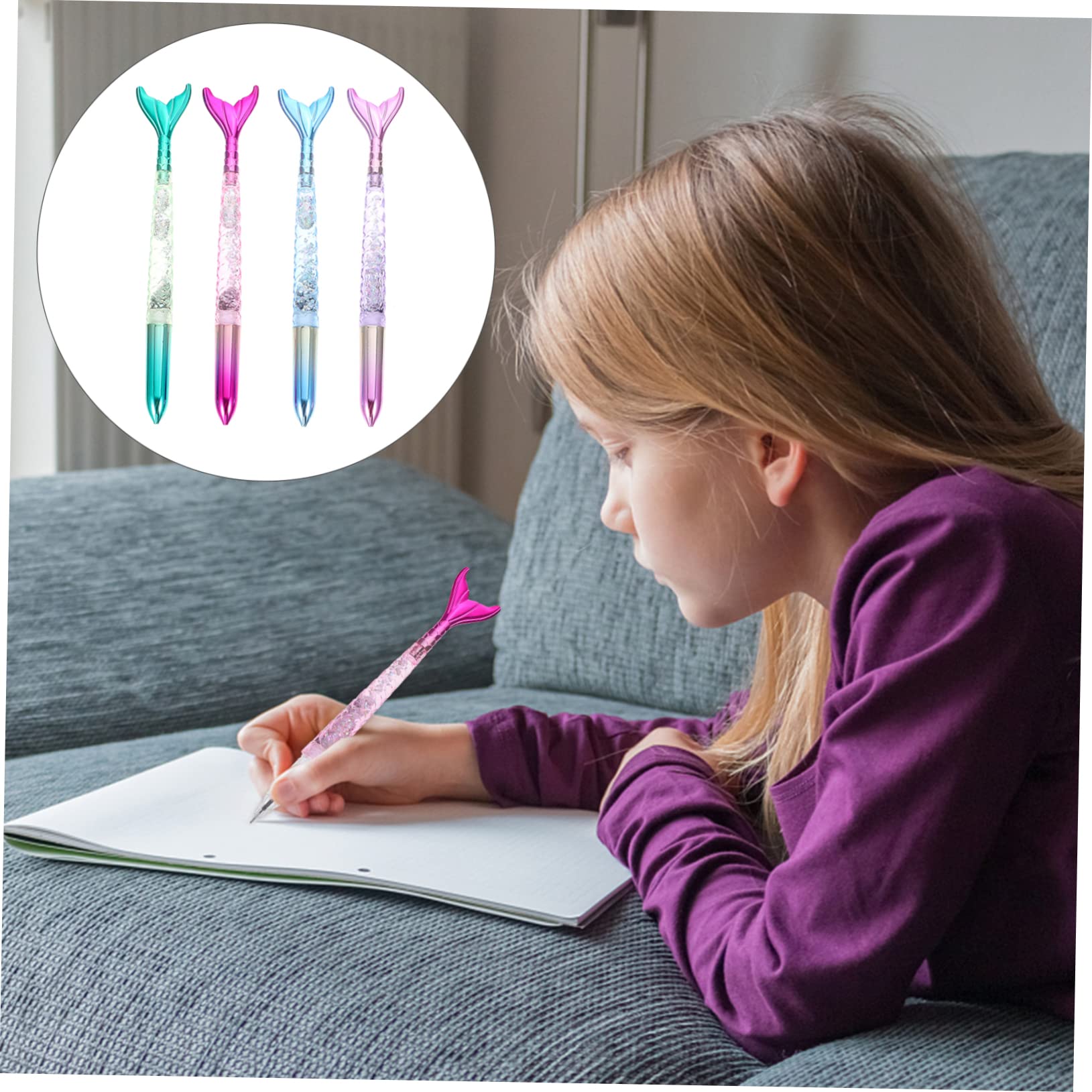 SHINEOFI 40pièces Stylos à Gel Pailletés Forme De Sirène De Stylos à Bille Fournitures Scolaires Colorées Pour Étudiants