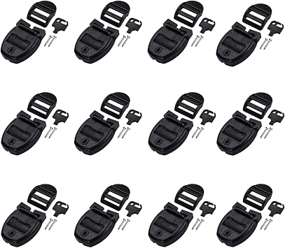 Spa Hot Tub Cover Broken Latch Repair Kit - 4 Set Black Replacement Clips with Locking Keys & Installation Hardware - Durable & Easy to Use