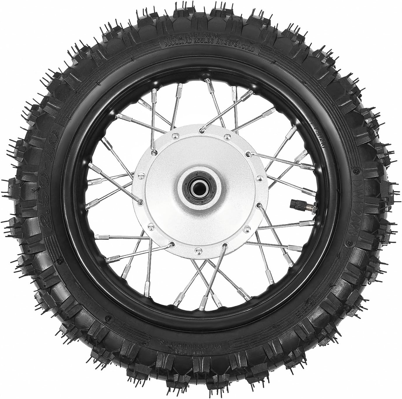 2.50-10 Front Rear Tire Rim Wheel For Honda CRF50 XR50 BBR KLX Drum Brake Pit Bike, Heavy-Duty Front/Rear Direct Replacement Wheels Tire Assembly with Chain & Chain Plate