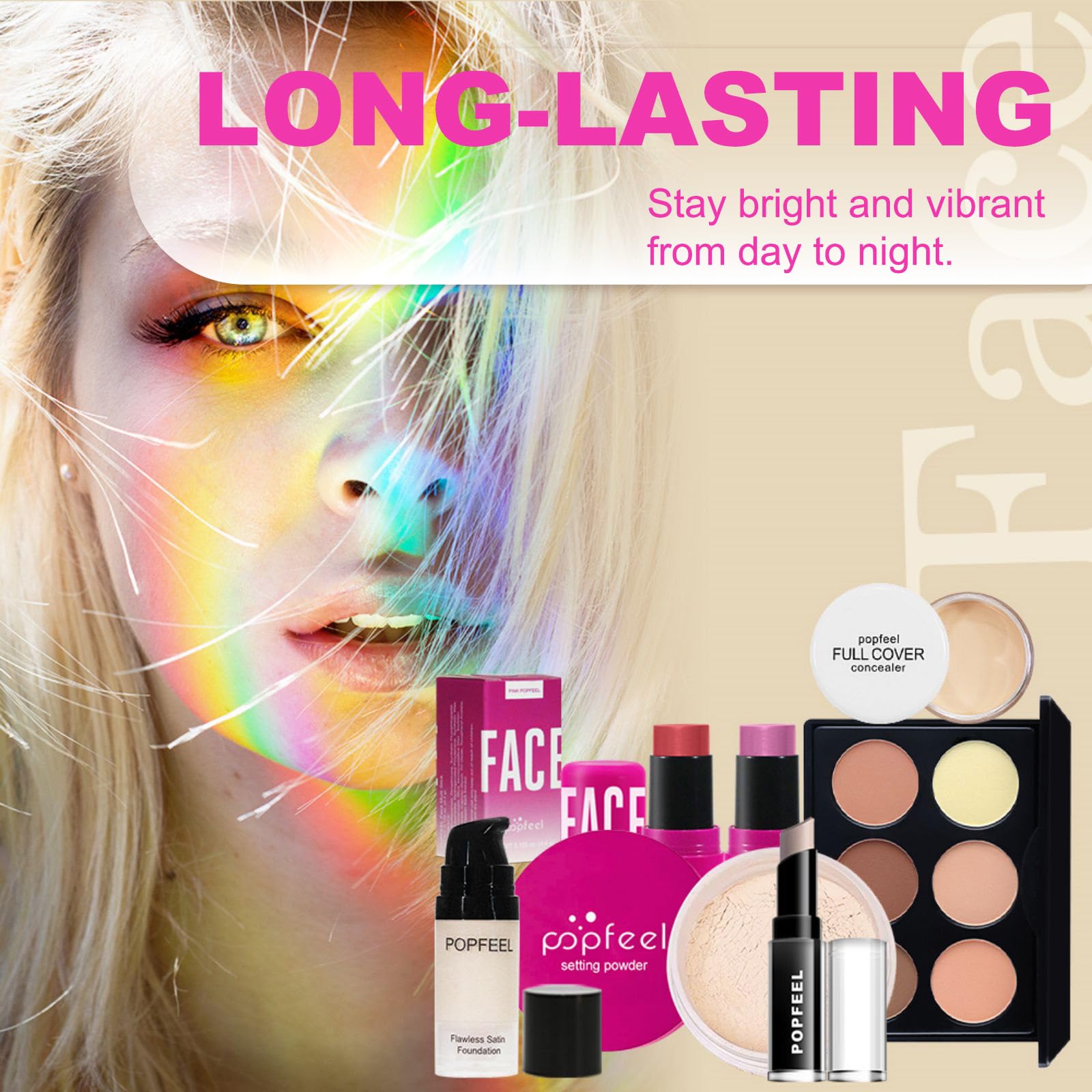 Kit de Maquillaje Todo en Uno, All in One Makeup Set para Mujeres con Base, Sombra de Ojos, Delineador, Rímel, Labial, Corrector, etc, Kit Completo de Cosméticos para Principiantes con Estuche