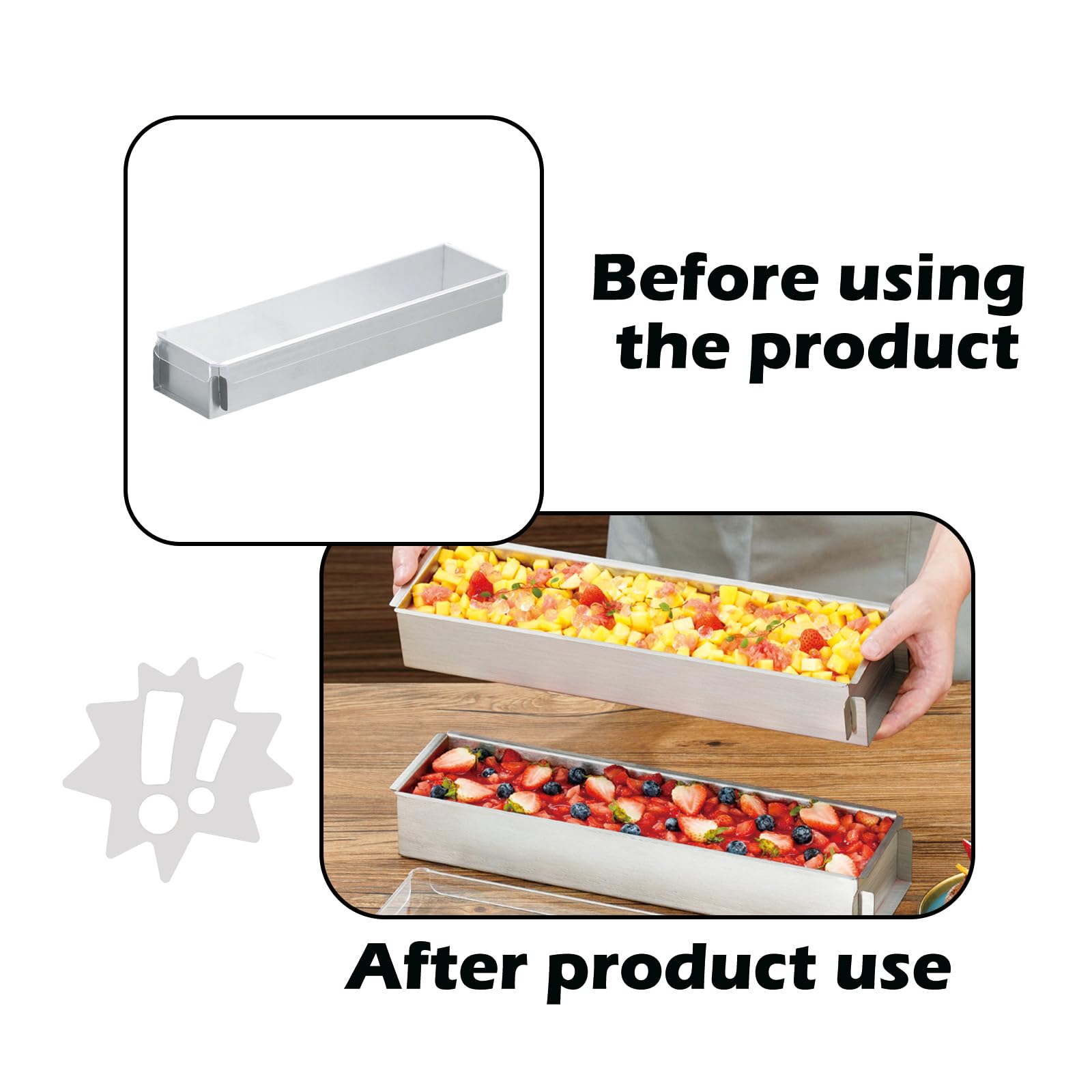 Genérico Molde Rectangular De Aleación De Aluminio para Tiramisú, con Marco Desmontable, Antiadherente Y Fácil De Desmoldar, con Tapa Protectora De Acrílico, Apto para Hornear Tarta De Queso