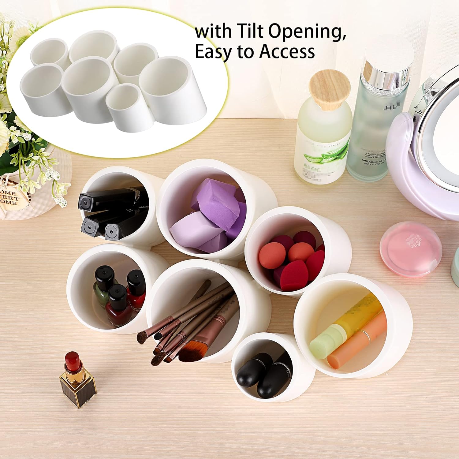 BTSKY Tilting Cylinder Creative Pen Holder, Pen Container, Brush Pot, Combination Desktop Storage Organizer Desk Decoration,Creative Cylinder Hanging Planter Holder Multifunctional Wall-Mounted