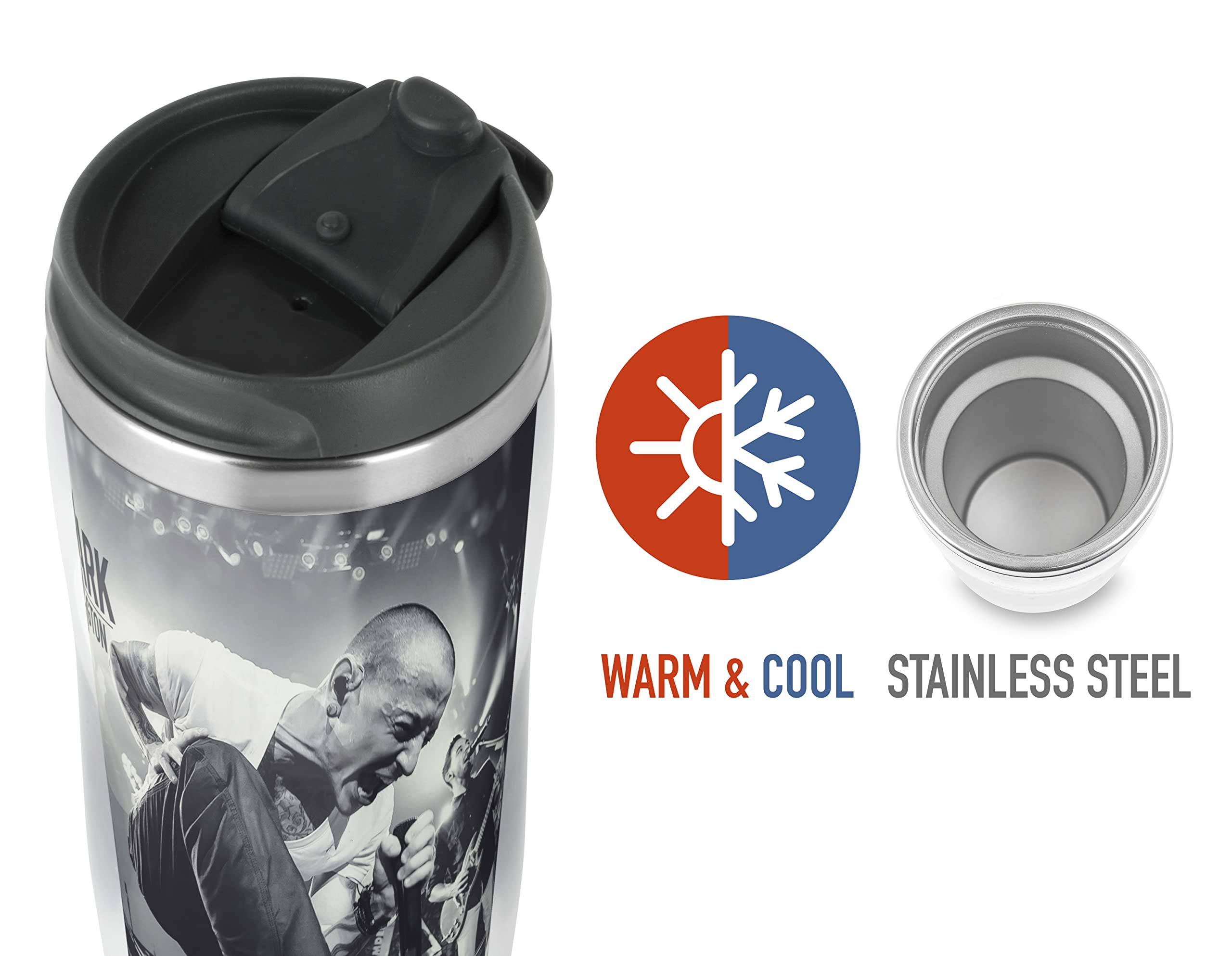 Chester Bennington RIP Legend Thermobecher – 330 Ml, Edelstahl Doppelwandig, Isoliert, Auslaufsicher, Mit Klappbarem Deckel