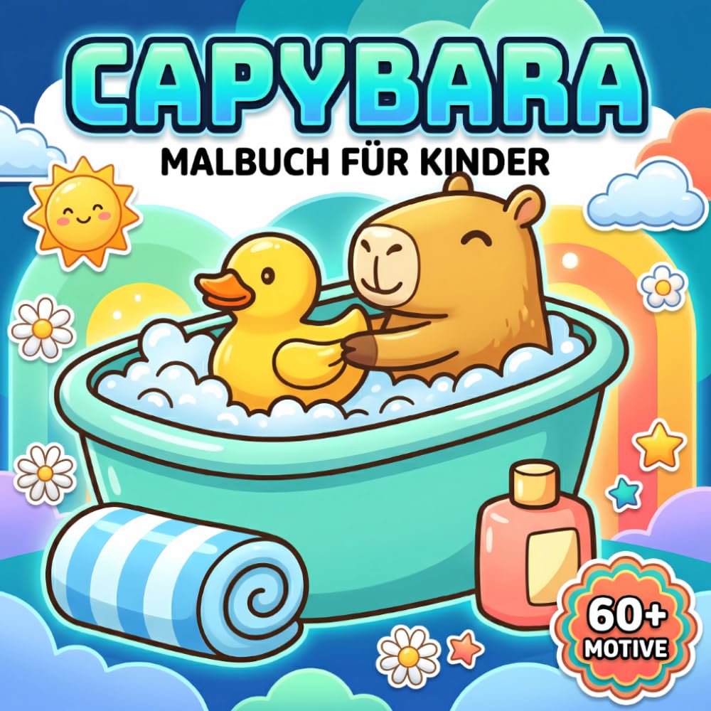 Capybara Malbuch Für Kinder: Perfekte Geschenkidee Mit Über 60 Knuffigen Illustrationen, Einfachen Motiven Und Glücklichen Szenen Für Kreative Stunden Ohne Bildschirm