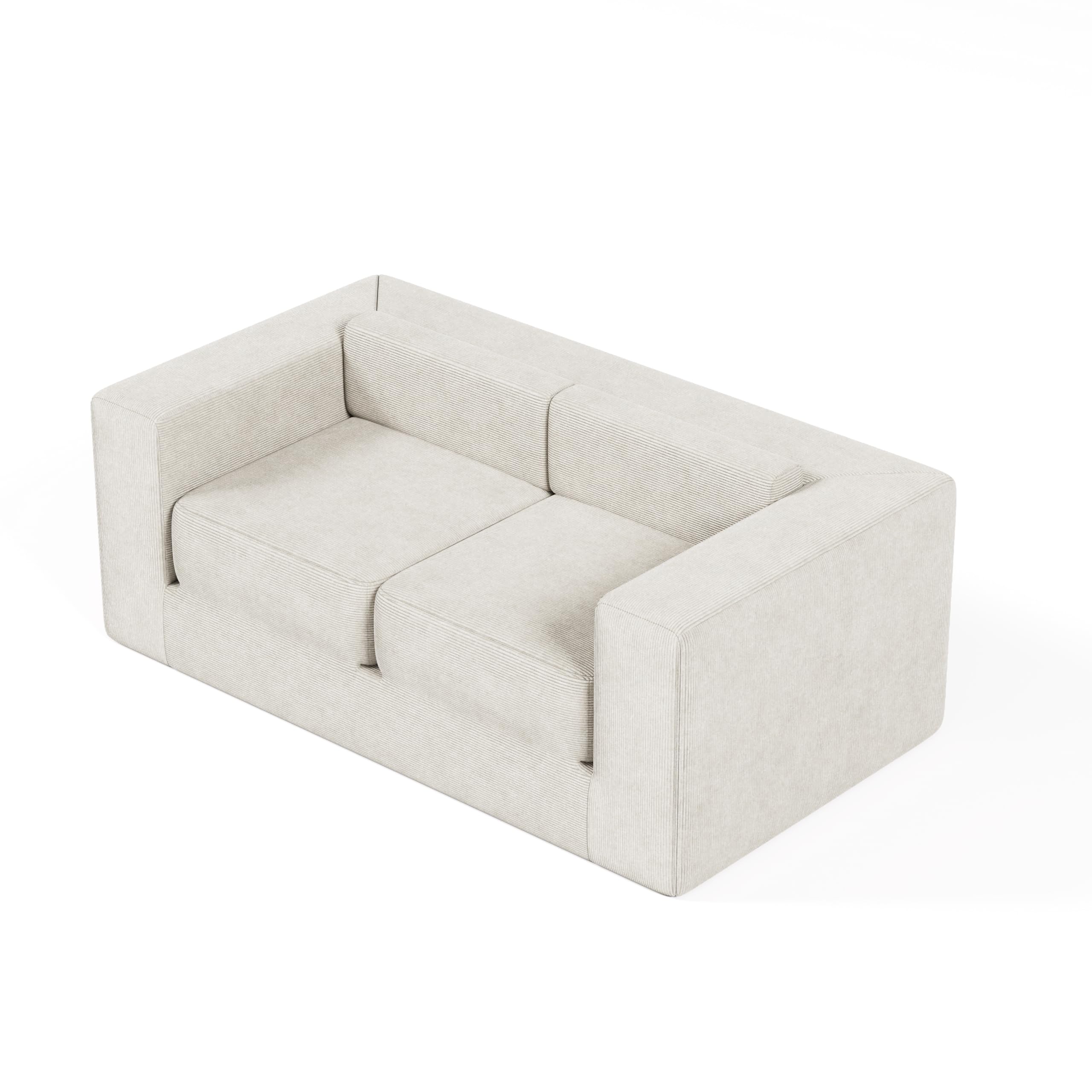 Canapé Convertible 2 Places avec Mousse Haute Densité, Canapé Lit Multifonctionnel avec 2 Coussins, sans Assemblage, Silencieux pour Salon & Chambre d'Invités