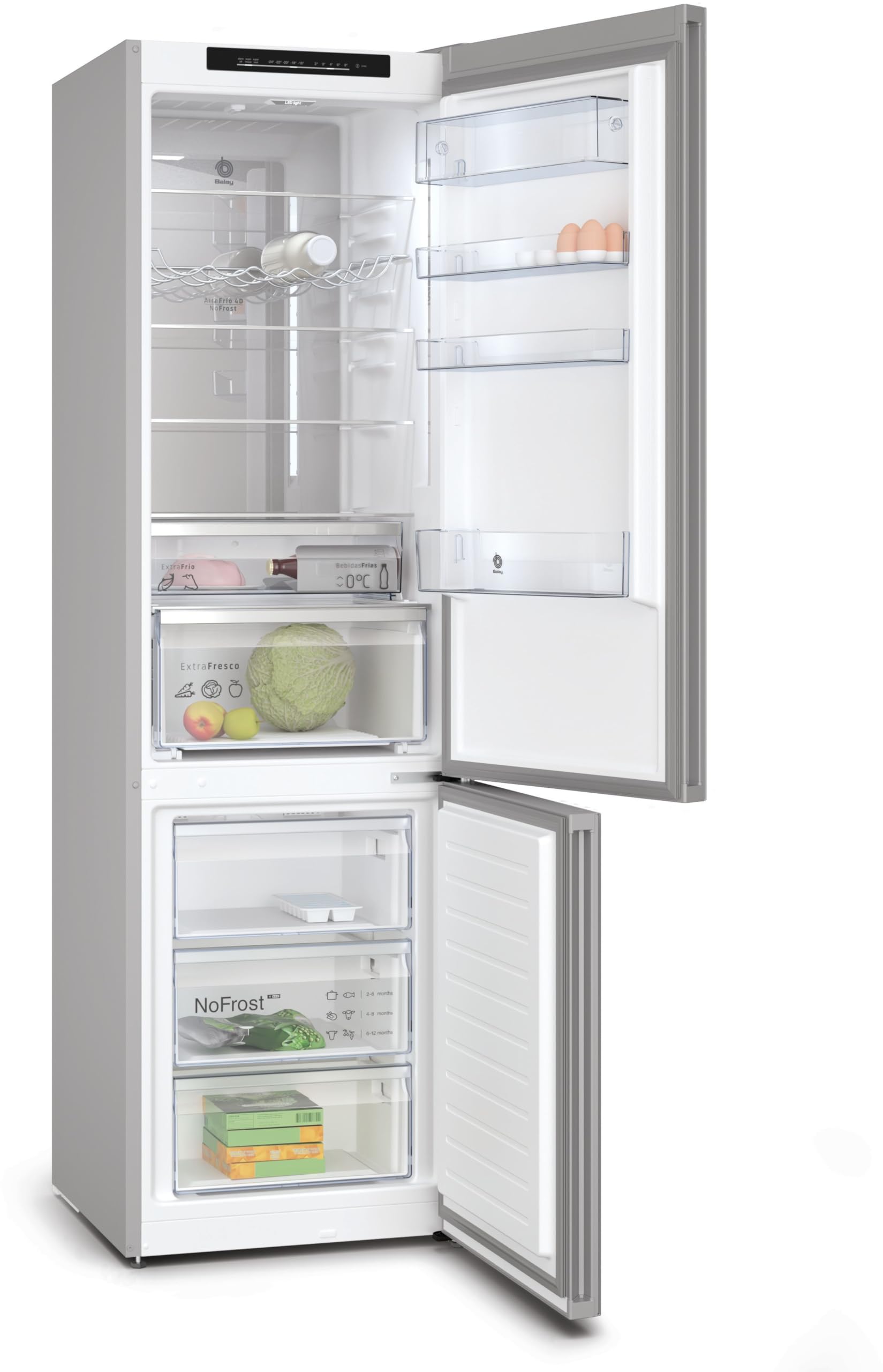 Balay, Frigorífico combinado, 203 cm de alto, Cristal blanco, 3KFC869BI | Conserva tus frutas y verduras frescas por más tiempo en el cajón ExtraFresh.